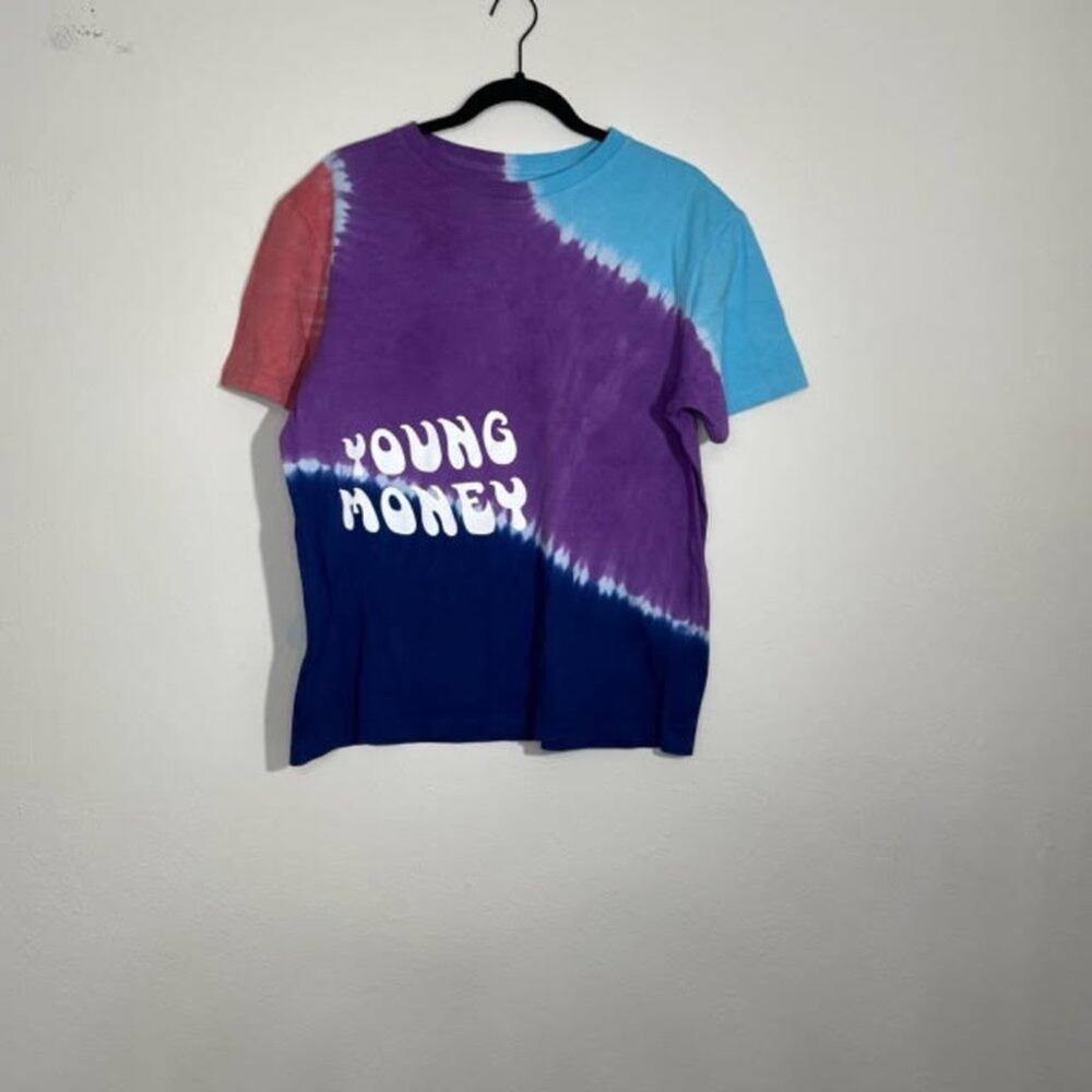American Eagle X Young Money Purple Red Tie Dye Short Sleeve Shirt Size M